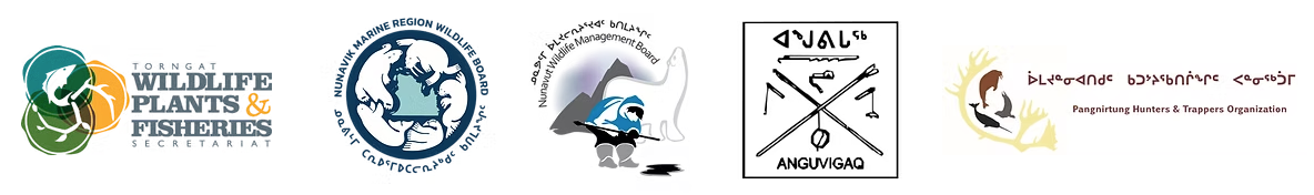 Logos of the five wildlife management organizations who collaborated on the Nanuk Narratives project.